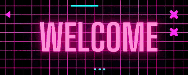 a neon sign that says welcome on a black background