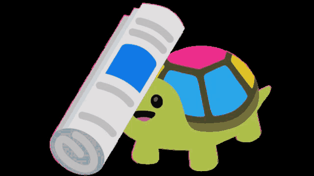 a cartoon turtle is standing next to a newspaper