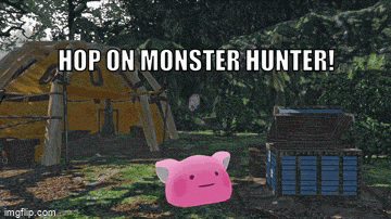 a picture of a monster hunter game with a pink cat