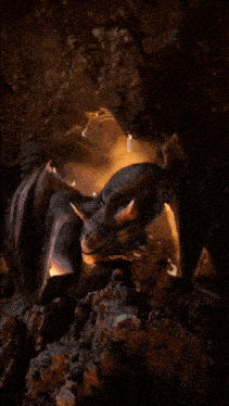 a painting of a dragon blowing fire from its mouth