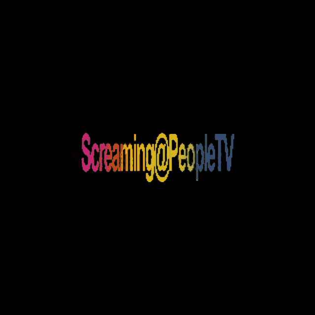 a colorful logo for screaming @ people tv