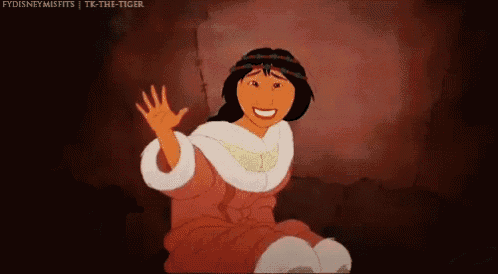 a cartoon girl in a fur coat is waving her hand .
