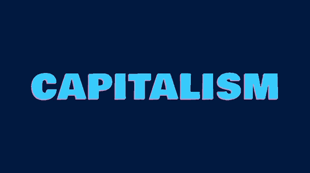 a blue background with the word capitalism written on it