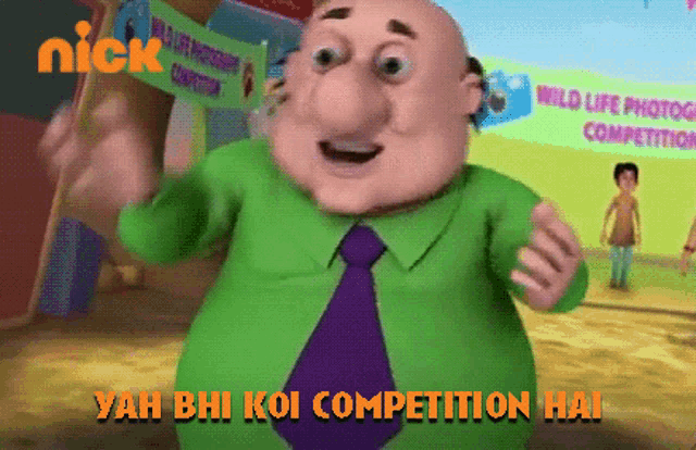 a cartoon character is standing in front of a nick sign