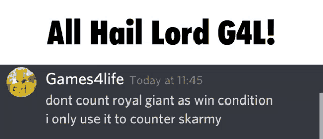 all hail lord g4l is written on the top of a white background