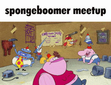 Spongeboomer Meetup GIF - Spongeboomer Meetup Nitwitting GIFs