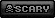 a black and white sign that says scary with a skull on it