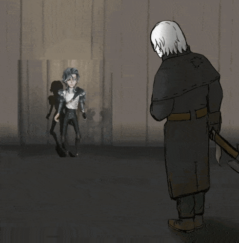 a drawing of a man holding a large axe standing next to a woman