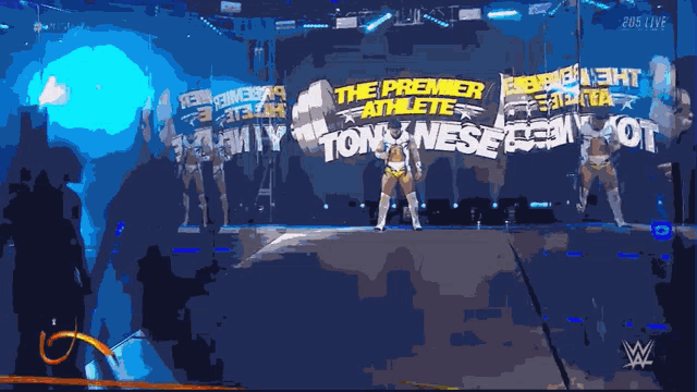 a screen shot of a wrestling match with the words the premier athlete on it