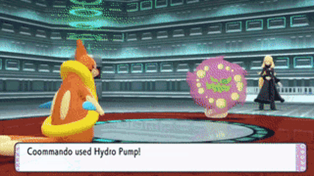 a screenshot of a video game with the words coomando used hydro pump