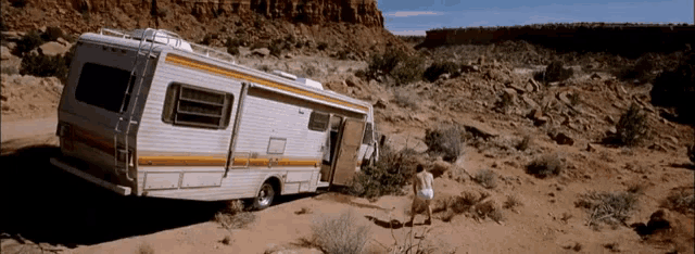 a rv is stuck on the side of the road