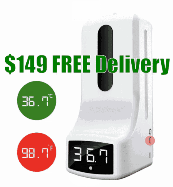 a sign that says $ 149 free delivery has a thermometer on it