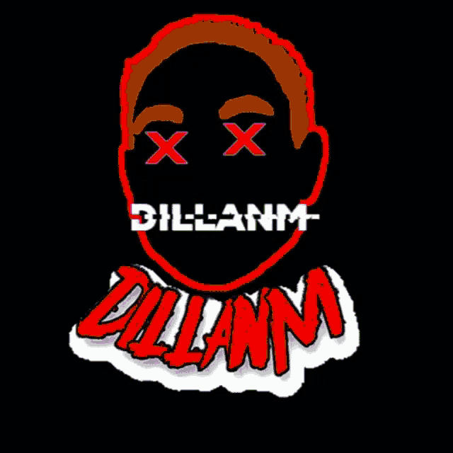 a drawing of a man 's face with the name dillanm on it