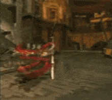 a blurry picture of a person holding a pole