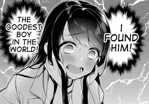 a black and white drawing of a girl with the words " the goodest boy in the world " above her