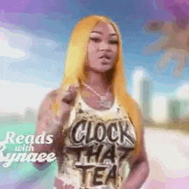 a woman with long blonde hair is wearing a tank top that says `` reads with grace '' .