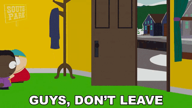 a south park sign hangs on a wall above a door