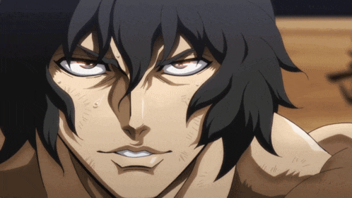 a close up of a cartoon character 's face with a serious look on his face