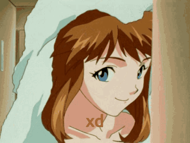 a girl with a towel on her head has a red x on her chest