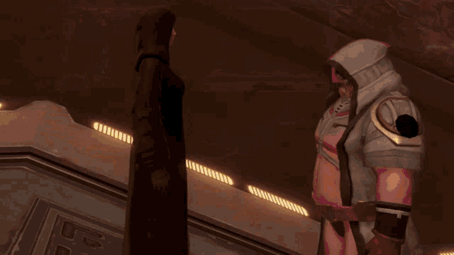 a man and a woman standing next to each other in a video game