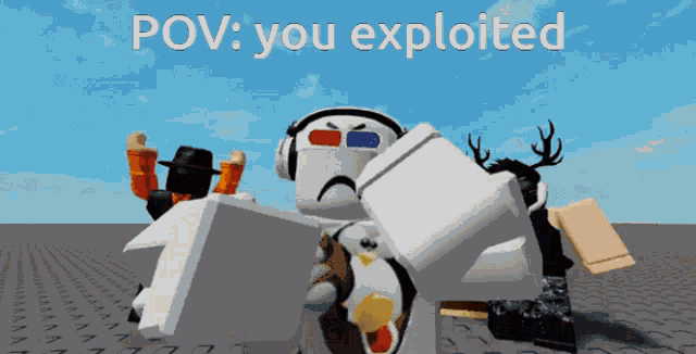 a video game character with the words pov you exploited on the bottom