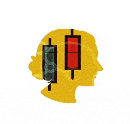 a silhouette of a person 's head with a red light and a green light on it