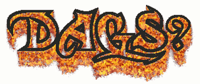 the word dales is surrounded by flames and a white background