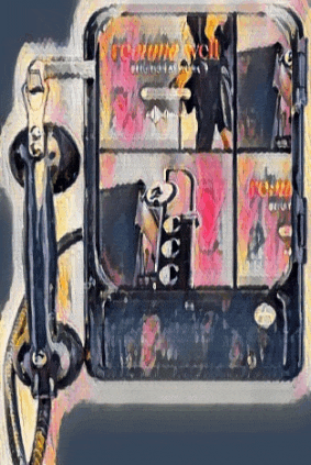 a painting of a telephone with the words rearview well written on it