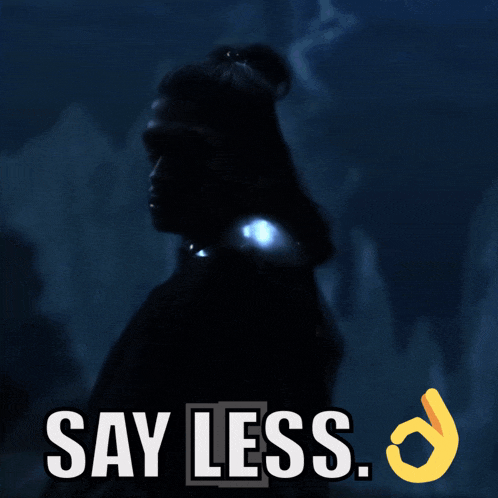 a picture of a man with the words say less