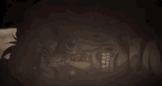 a cartoon drawing of a skeleton with a huge mouth