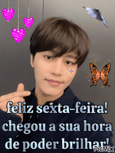 a picture of a boy with the words feliz sexta-feira on it