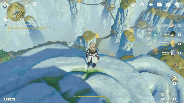 a screenshot of a video game shows a character named xiao on the screen