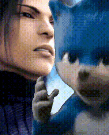 a pixelated image of a man and a sonic the hedgehog