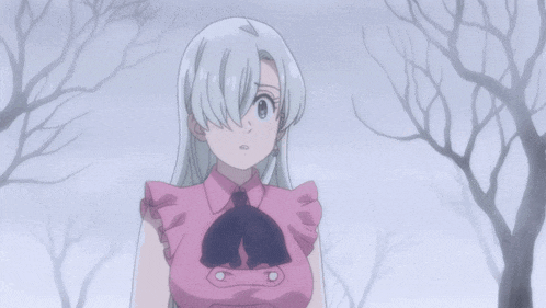 a girl with white hair is wearing a pink shirt and a black tie