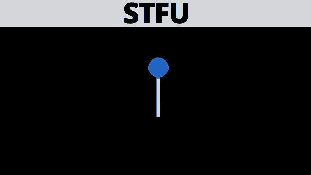 a blue sphere with stfu written on the top