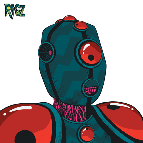 a drawing of a robot with the word rigz on the bottom right
