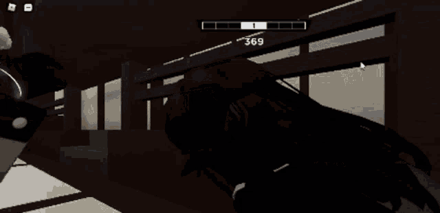 a person is holding a sword in a video game and the number is displayed on the screen