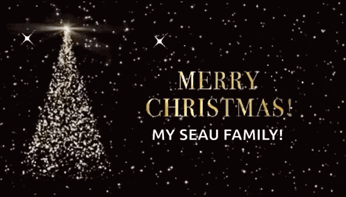 a merry christmas message with a christmas tree