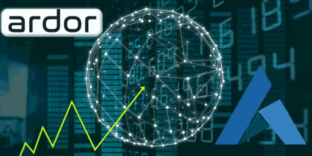 an advertisement for ardor with a globe and a graph