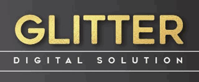 a logo for glitter digital solution with gold letters