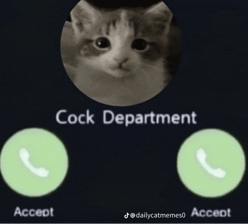 a picture of a cat with the words cock department on the top