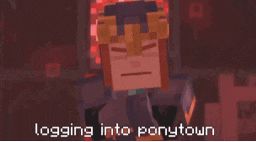 a screenshot of a video game with the words " logging into ponytown "