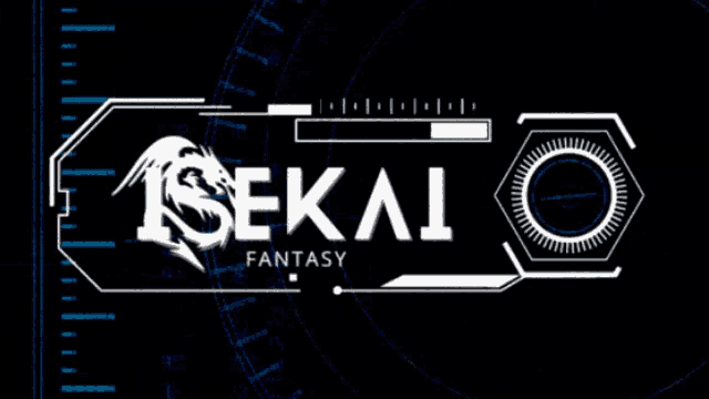 a logo for isekai fantasy shows a dragon and a loading bar