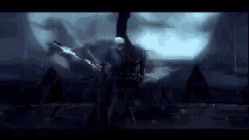 a man is playing a guitar on a stage in a dark room in a video game .