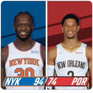 New York Knicks (94) Vs. Portland Trail Blazers (74) Third-fourth Period Break GIF - Nba Basketball Nba 2021 GIFs