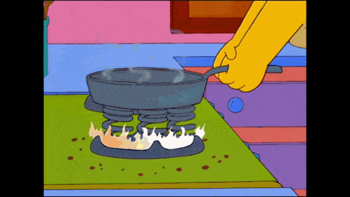 a cartoon of a person cooking on a stove top