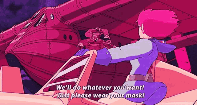 a cartoon character is sitting in a car and saying we 'll do whatever you want .