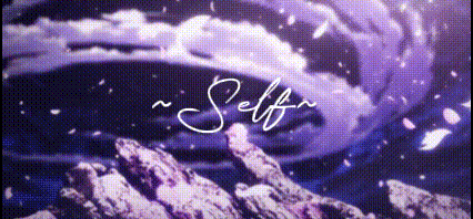 a purple background with the words `` self '' written on it and a mountain in the background .