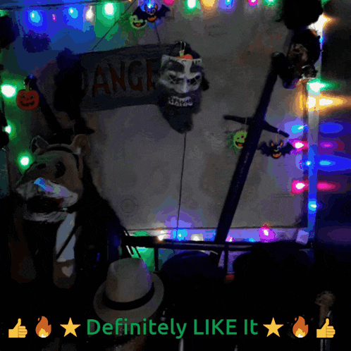 a sign that says " definitely like it " hangs on the wall