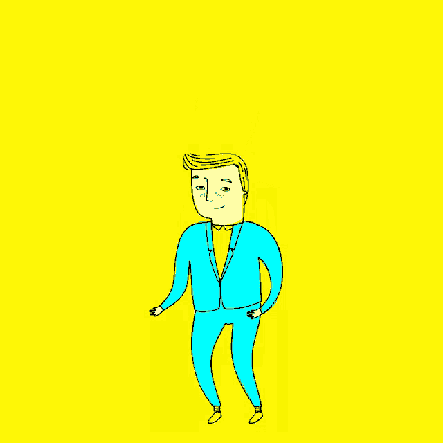 a cartoon drawing of a man in a suit